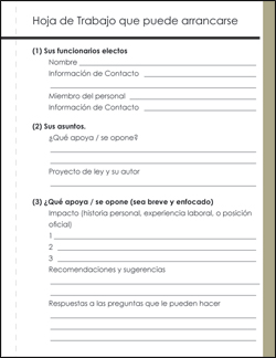 Advocating with Your Elected Officials Worksheet 1 Spanish